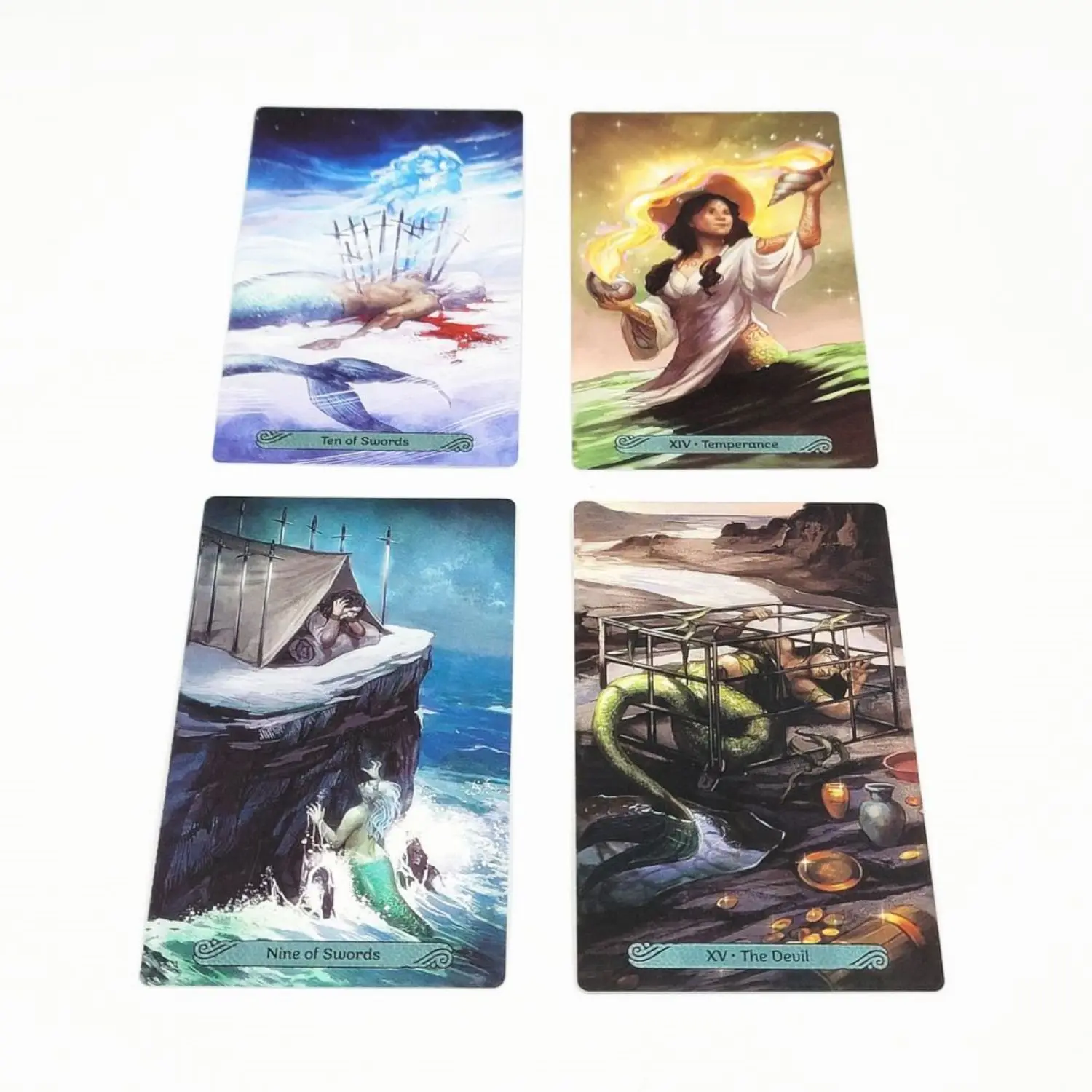 Hot Selling 12x7cm Tarot Mermaid Tarot 78 Cards Leisure entertainment Games Card, Family Gatherings Tarot Card Brochure Guide