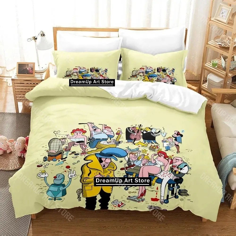 Detective Case and Clown Bot in Murder in the Hotel Lisbon Bedding Set for Boys Girls Duvet Cover Twin Queen King Full Sizes