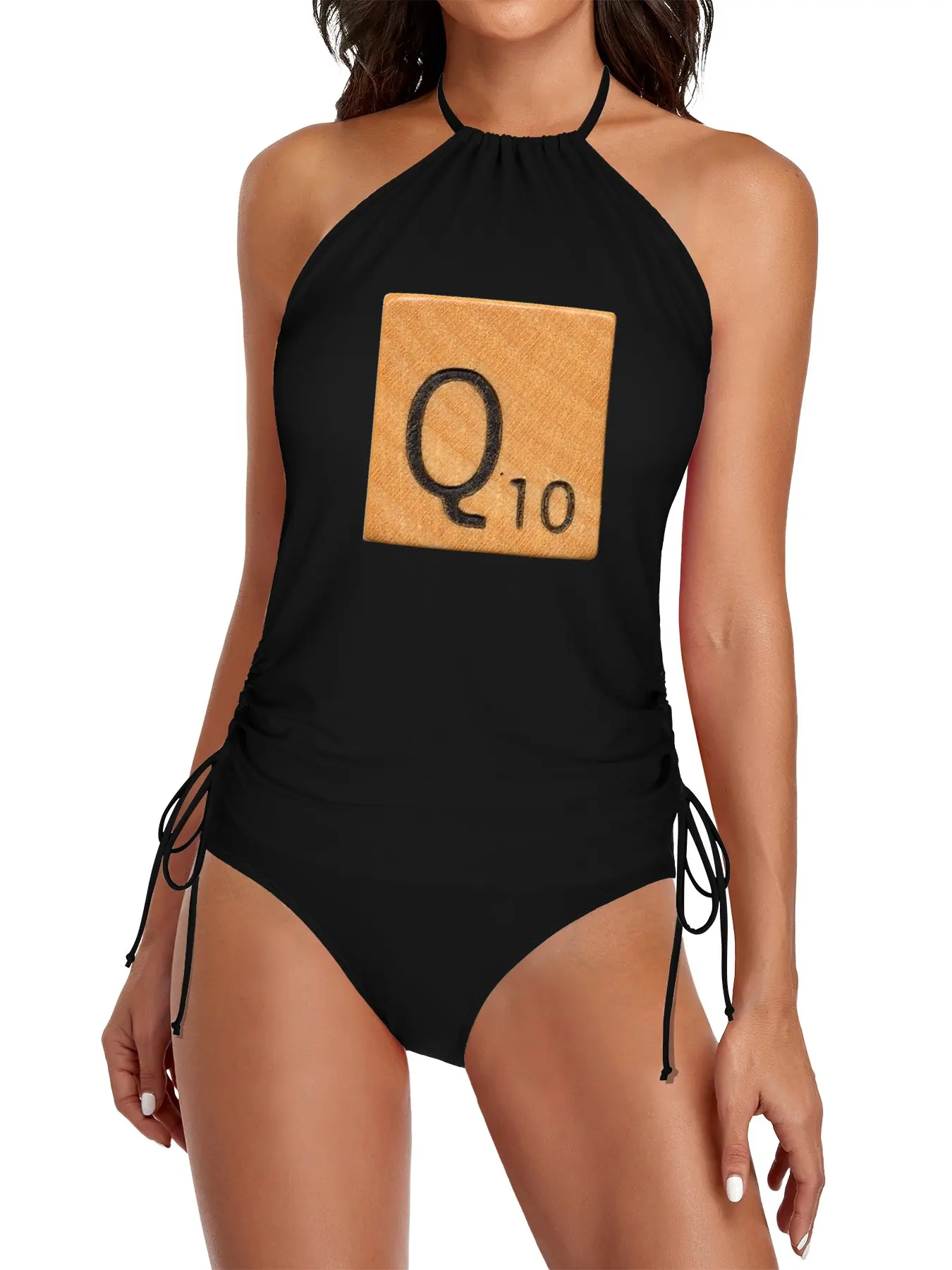 

Letter Tile 'Q' Split Swimsuit Set beach clothes woman swimwear for women 2025 Bikini women