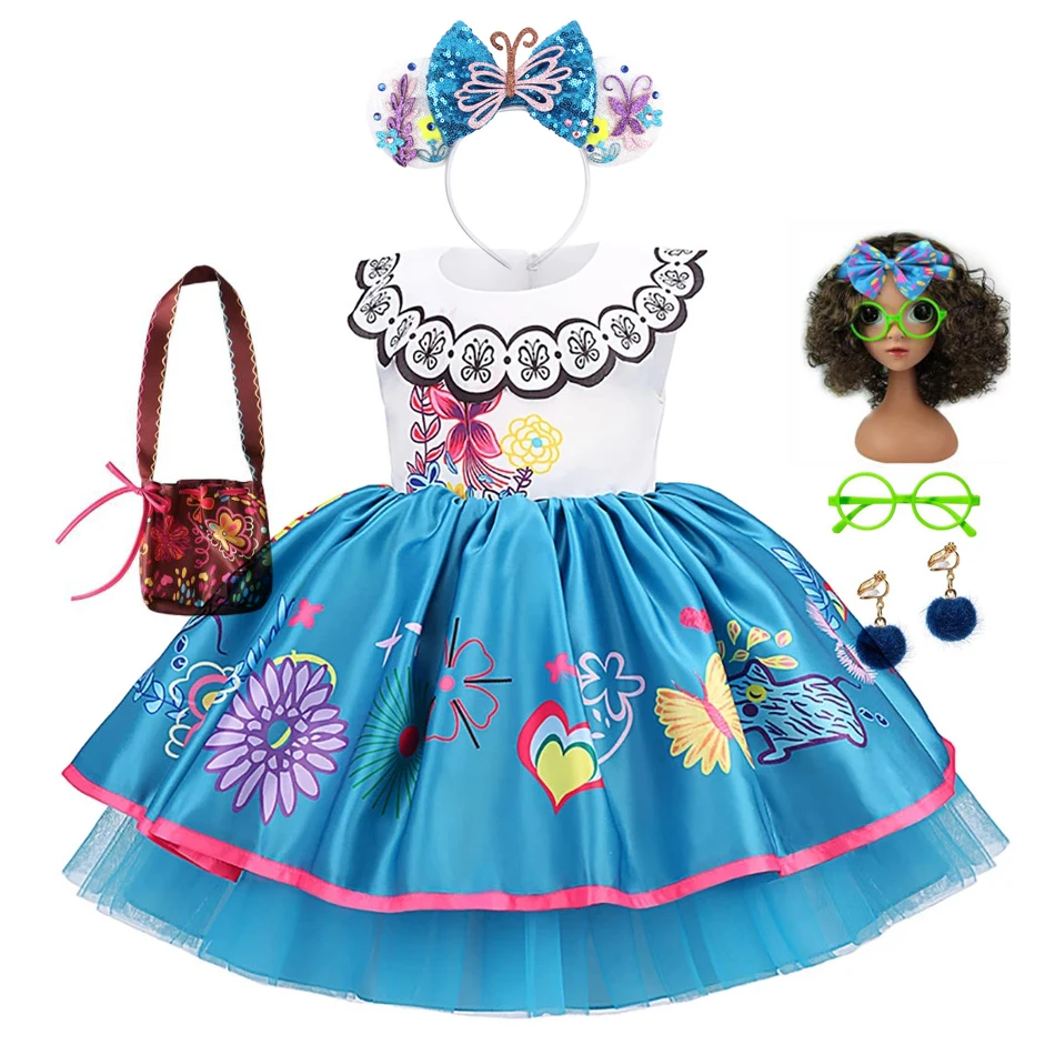 Encanto Mirabel Charm Dresses Carnival Halloween Children Princess Dress Birthday Party Madrigal Costume Kids Girls Prom Gowns