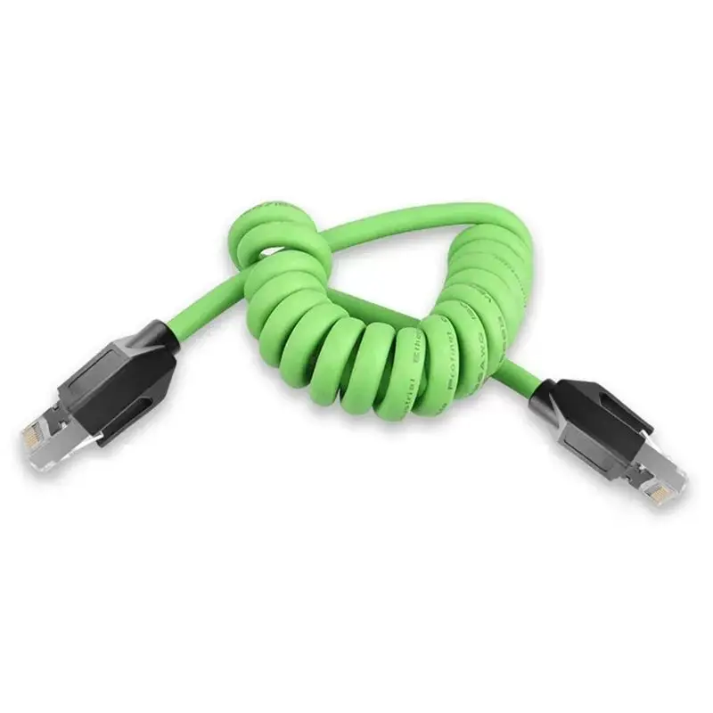 M51K-CAT6A Gigabit Shielded Spring Network Cable 8Pin RJ45 Ethernet Wire CTA6A Industrial Line 5M Servo Spiral Shielding