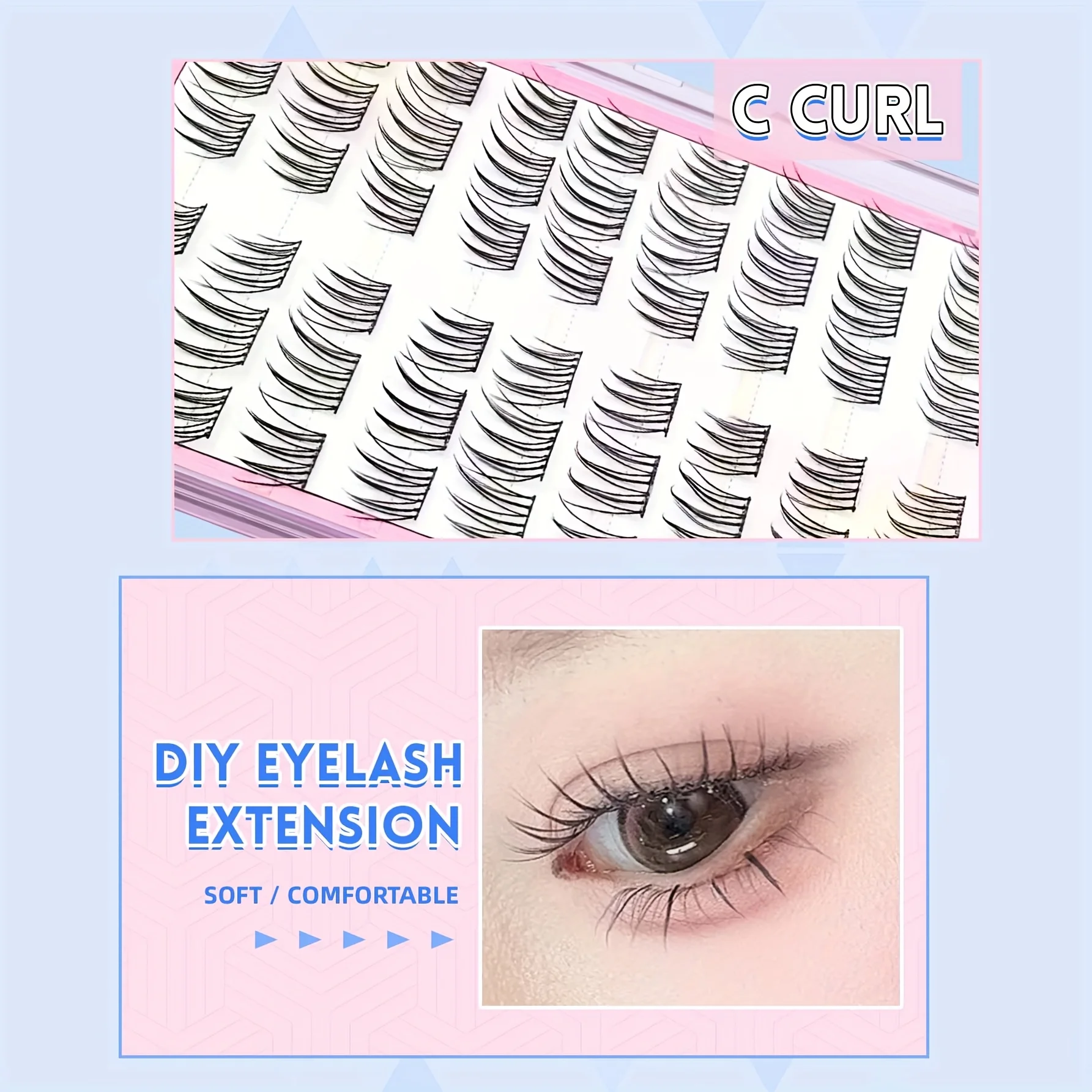 Selbstklebende Hunde-Augen-Cluster-Wimpern, 6/10 Reihen, gekräuselt, 12 mm, natürlicher, länglicher Look, passend, kein Kleber erforderlich, schnelle Anwendung – Detail 3