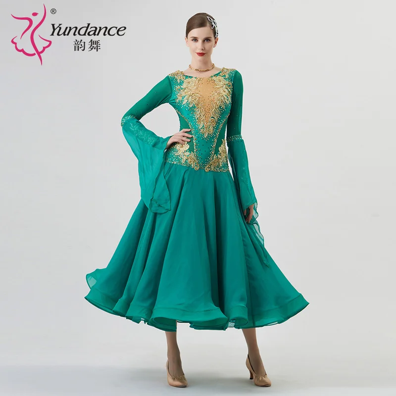 

B-22281 Custom New International Standard Ballroom Dance Dress High Quality Pearl Silk Ballroom Dance Dresses for Sale