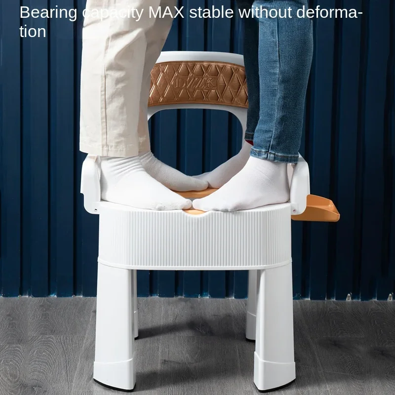 Adjustable Height Potty Chair NonSlip AntiRollover Pregnant Women\'s Commode Leather Backrest Portable Toilet Seat
