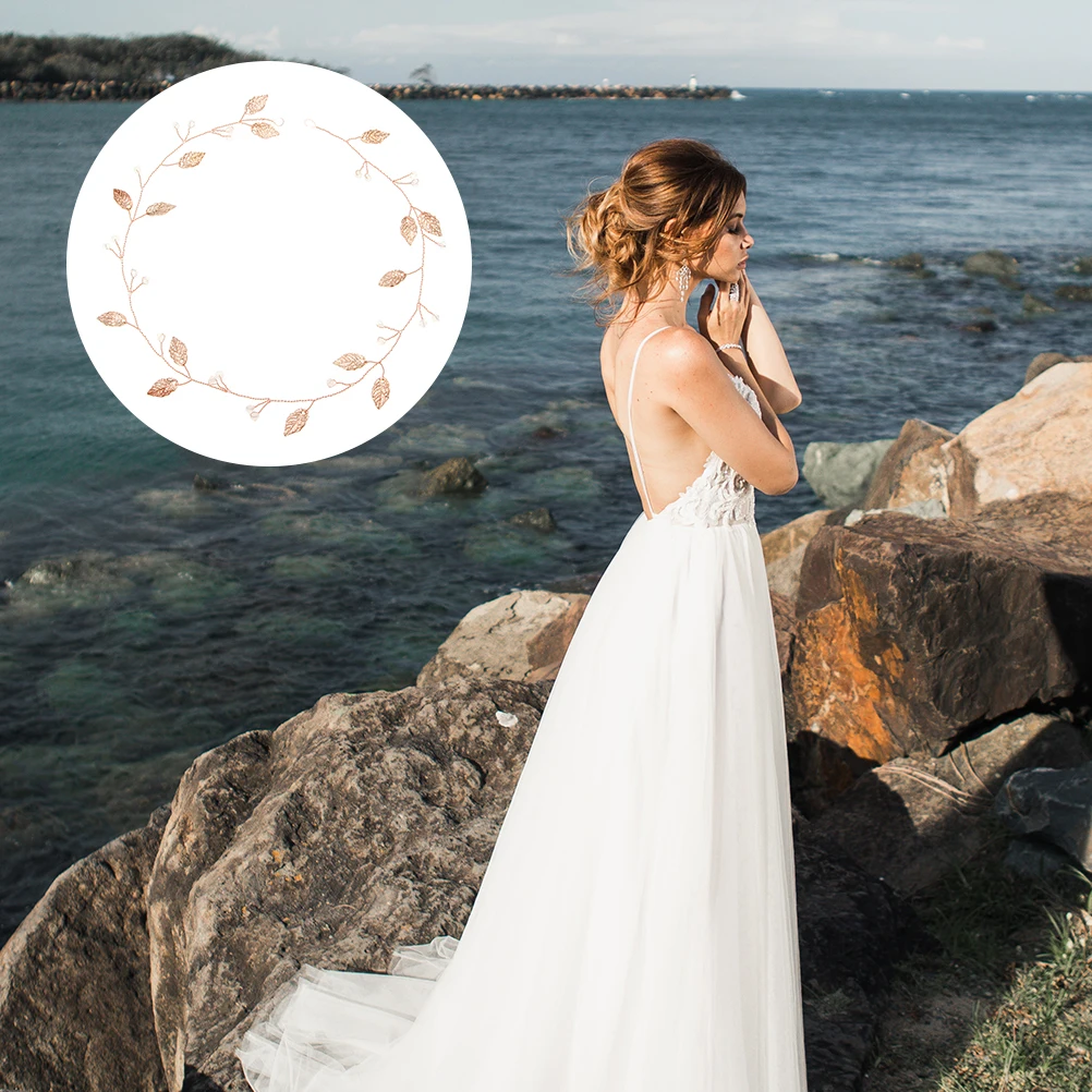 

Hair Comb Accessories Soft Chain Bobby Kranz Haare Gold Bachelorette Ribbon Bride Headband Handwork Woman Headwear Alloy Leaf