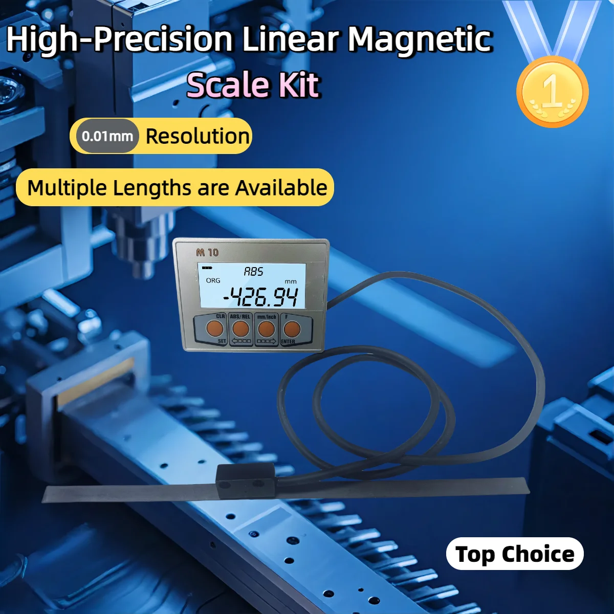 M10 Linear Magnetic Scale Kit 0.01mm Resolution Digital Readout ABS/REL mm/inch for Lathe Milling DRO System