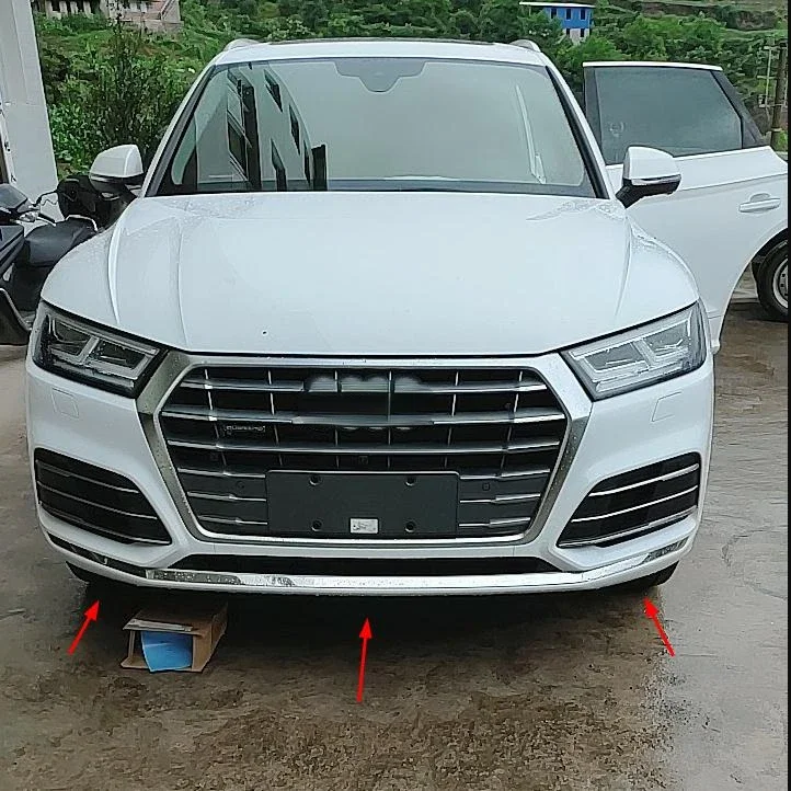 Stainless steel Black titanium Before The Bar Bumper Cover Shield Trim Molding Lower Grille Car Stylin For Audi Q5 FY 2018-2021