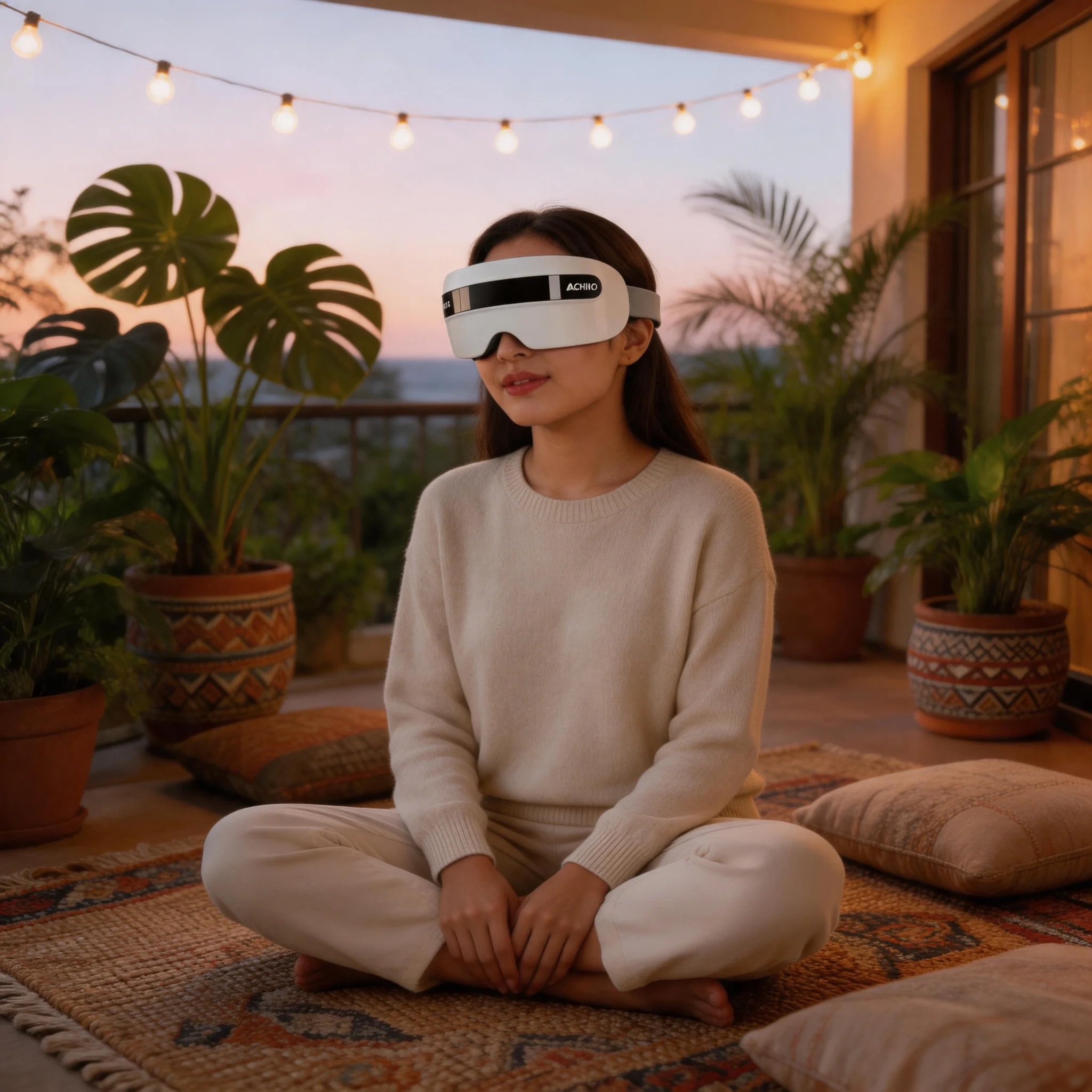 Electric Smart Vibration Eye Massager Steam Eye Moisturizer Bluetooth Music Relax Tired Eyes Dark Circles Remove Sleep Massager