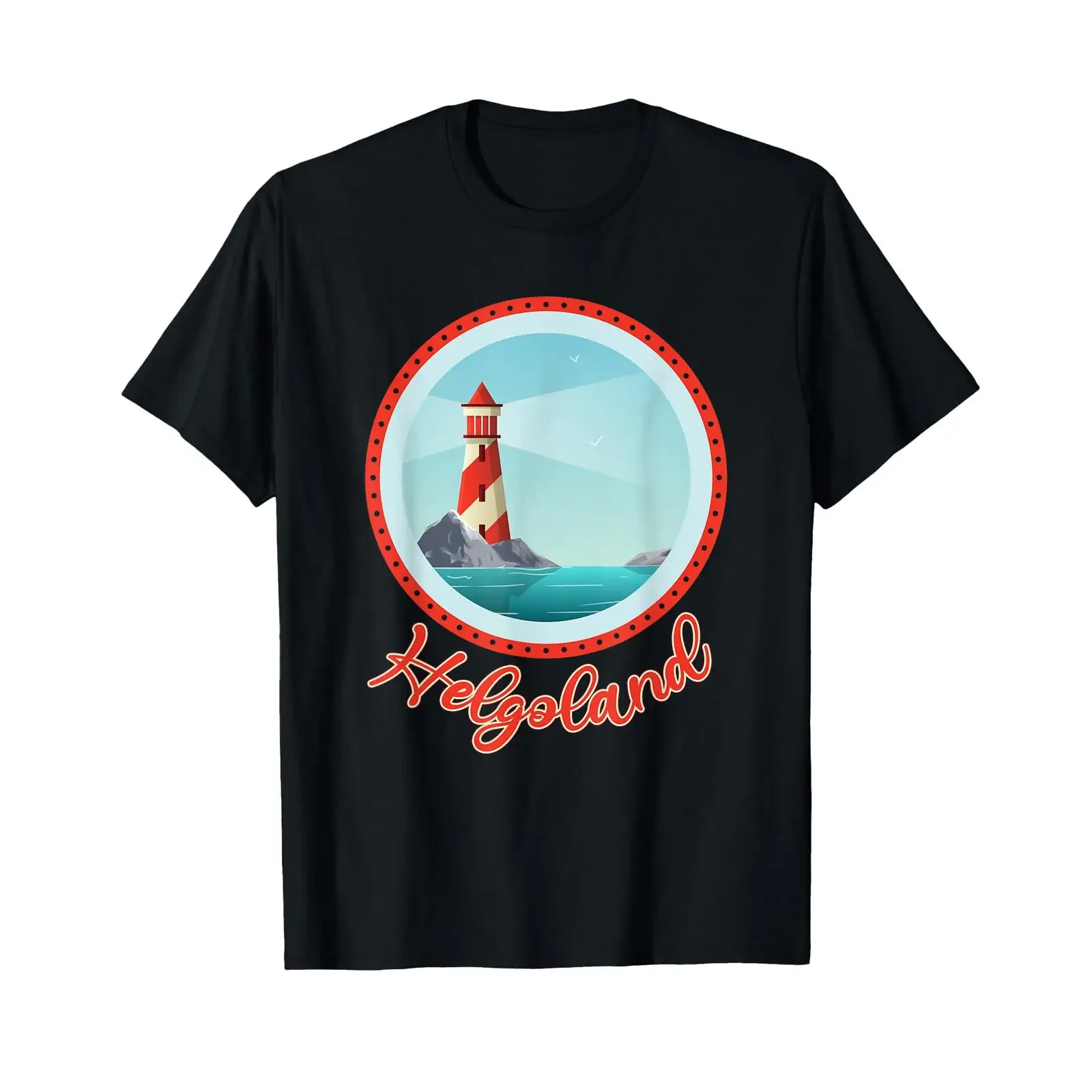 Maritime with Lighthouse North Sea Island Helgoland T Shirt vintage Washed Versatile fashion Breathable streetwear Casual homme