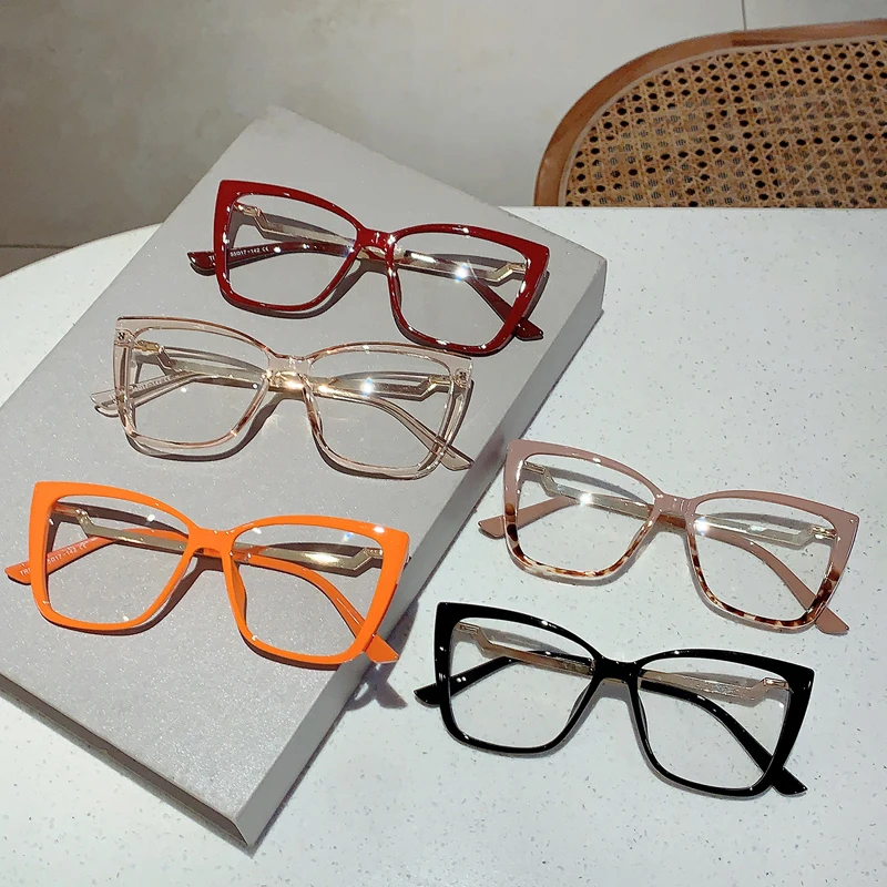 KAMMPT Vintage Cat Eye Women Glasses New Stylish Ultralight Eyeglasses Trendy Brand Designer High Quality Eyewear for Decoration
