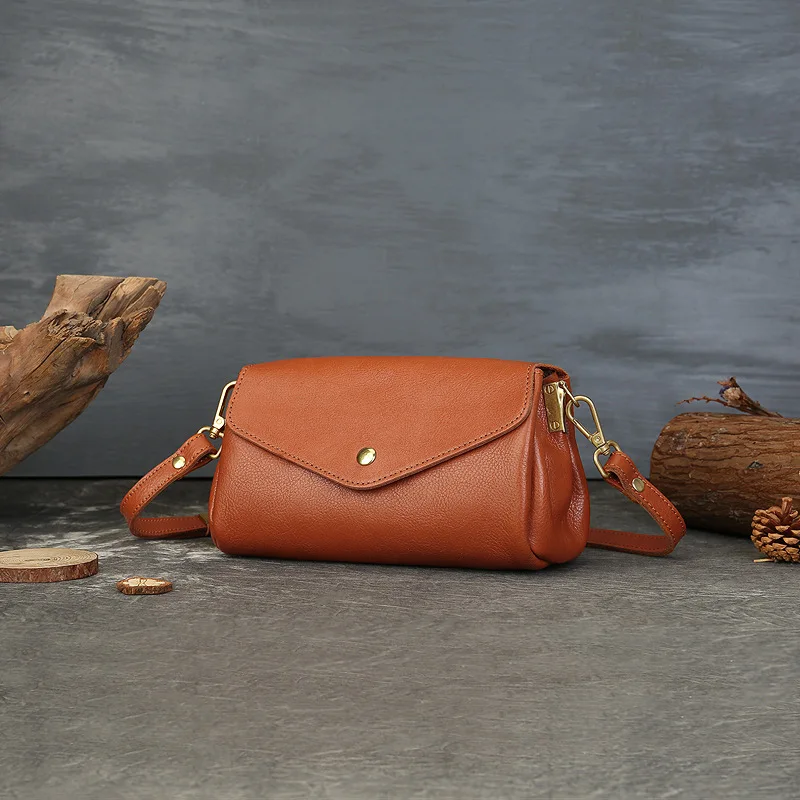 

Сумка-конверт из воловьей кожи растительного дубления, сумка через плечо в стиле ретро с квадратной пряжкой