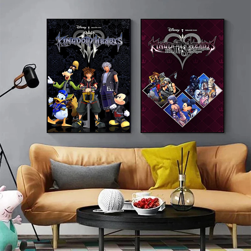 Disney Kingdom Hearts Protagonist Group Poster Modern Wall Art Canvas Painting Print Cartoon Picture for Living Room Home Decor