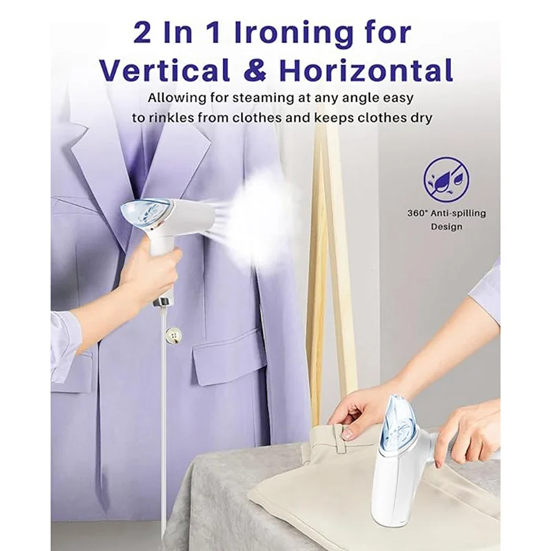 

AS94-Portable Steamer For Clothes,Handheld Steamer,Foldable Steam Iron-Fast,Fabric Wrinkle Remover 1000W Strong Power.EU Plug Du