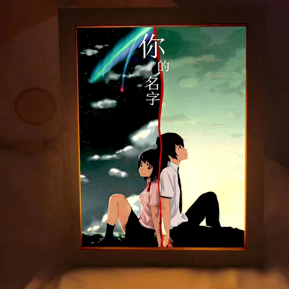 Personalized LED Anime your Name Art Light, HD Photo Frame with USB Dimming,Romantic Valentine's Day Home Decor Mood Night Light