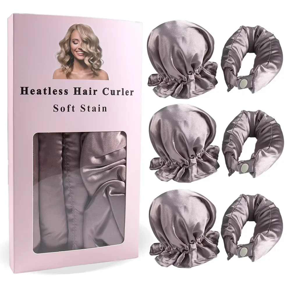 3-teiliges Satin-Lockenband ohne Hitze mit Haarkappen, Weiches Über-Nacht-Lockenband für langes Haar, DIY-Haarstyling-Werkzeuge – Detail 11