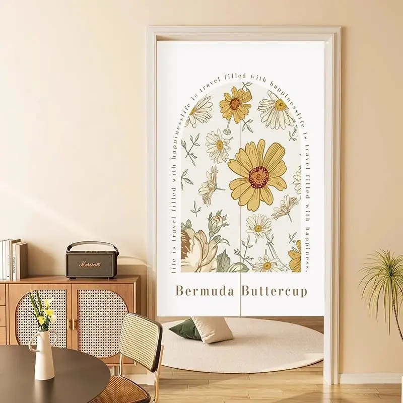 VIKAMA French Floral Half-Door Curtain, Indoor Privacy Divider, Wall Decor Curtain for Dining Rooms and Entryways, Home Decor