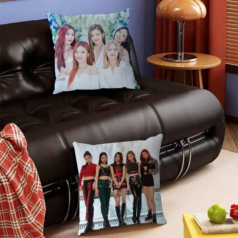 KPOP Group-I-ITZYS Office Cushion Pillowcase Car Cushion Cover45X45CM Lumbar Pillowcase Sofa Pillowcover