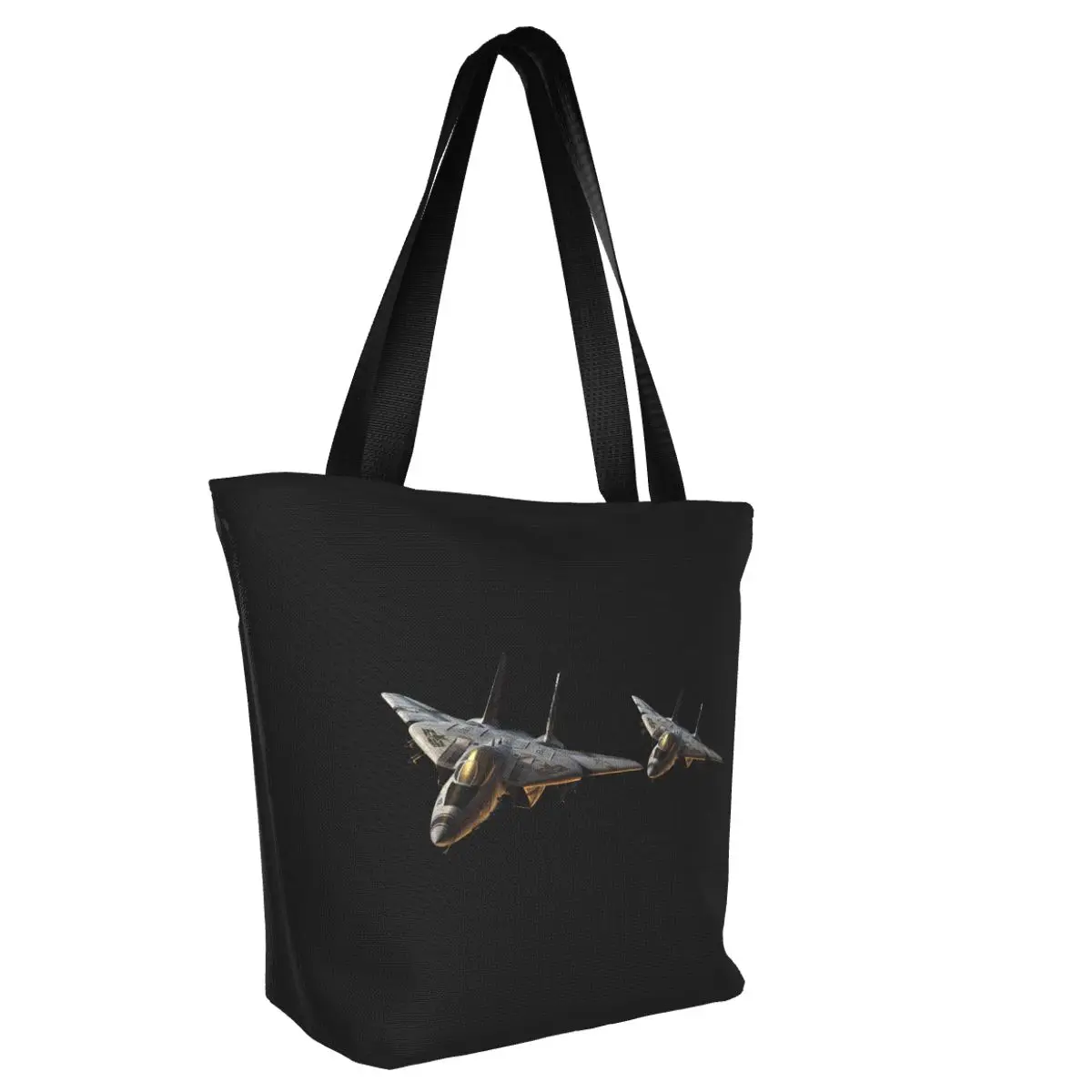 Top Gun Air Force Fighter Jets Grocery Tote Shopping Bag Women Fashion Canvas Shoulder Shopper Bag Large Capacity Handbag