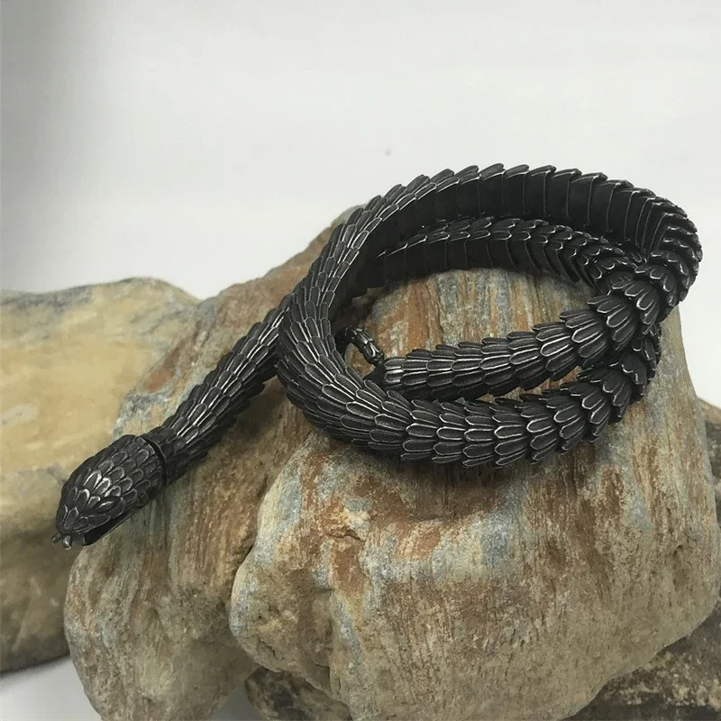 60CM Snake Outdoor EDC Tactical Self Defense Whip Stainless Steel Bracelet Steel Whip Necklace