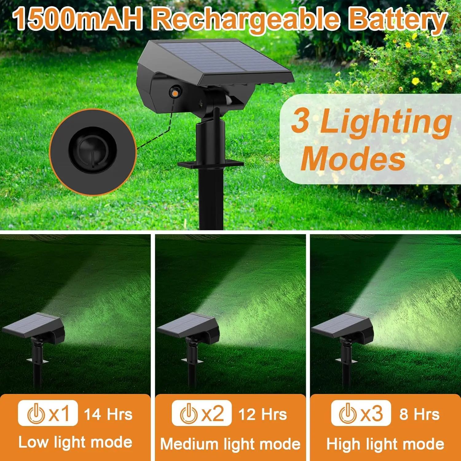 6 Pack Solar Spot Lights Outdoor, 65 LED 3 Modes IP68 Waterproof Landscape Lights for Garden Driveway Walkway