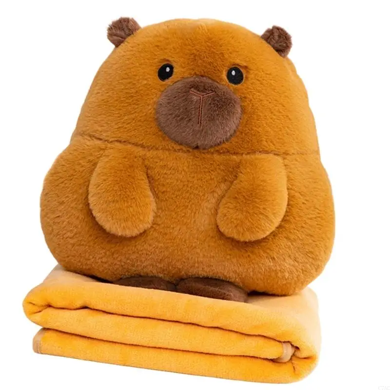 Lovely Capybara Hamster Throw Blanket With Removable Pillow Insert Machine Washable Lightweight C7AC