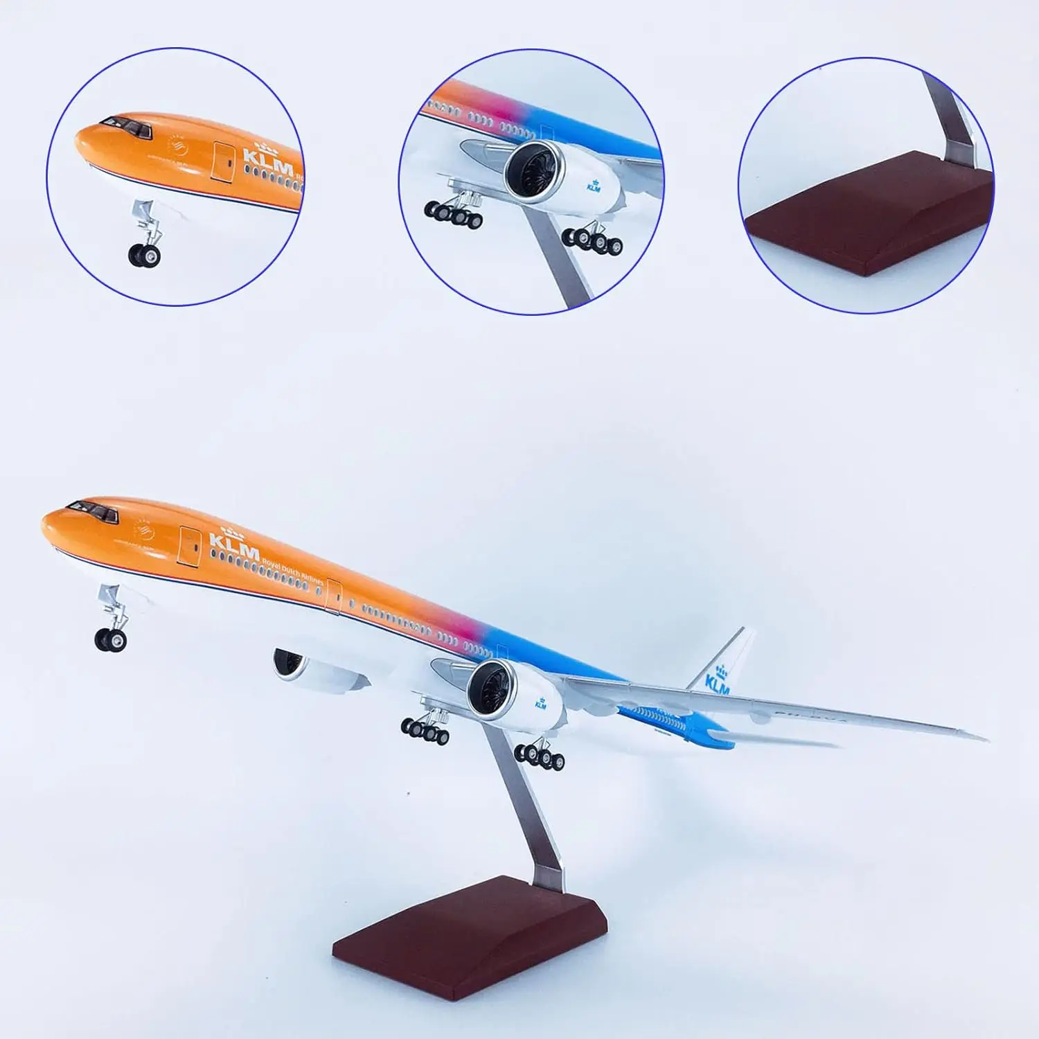 47CM Scale Large Model Airplane Holland KLM B777 Plane Models Diecast Airplanes with LED Light Collectible Miniatures Gift view 6