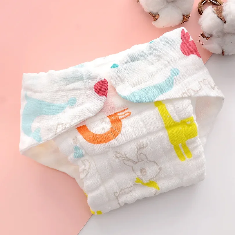 5pcs Summer Cotton Baby Reusable Diaper Cartoon Baby Training Pants Infant Shorts Nappies Panties Nappy Changing Underwear Cloth
