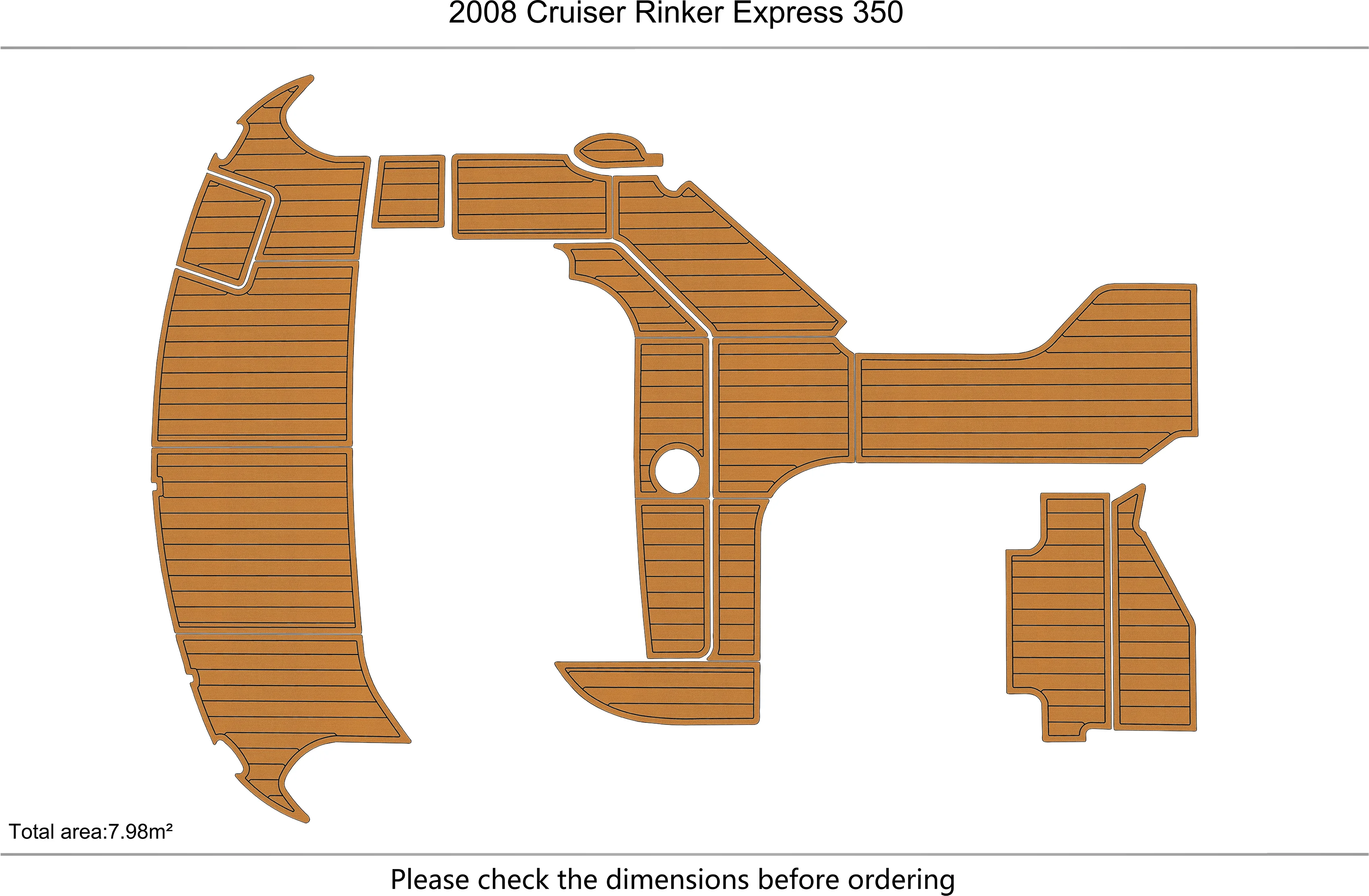 Eva foam Fuax teak seadek marine floor For 2008  Cruiser 350 Rinker Express Cockpit Swim platform 1/4