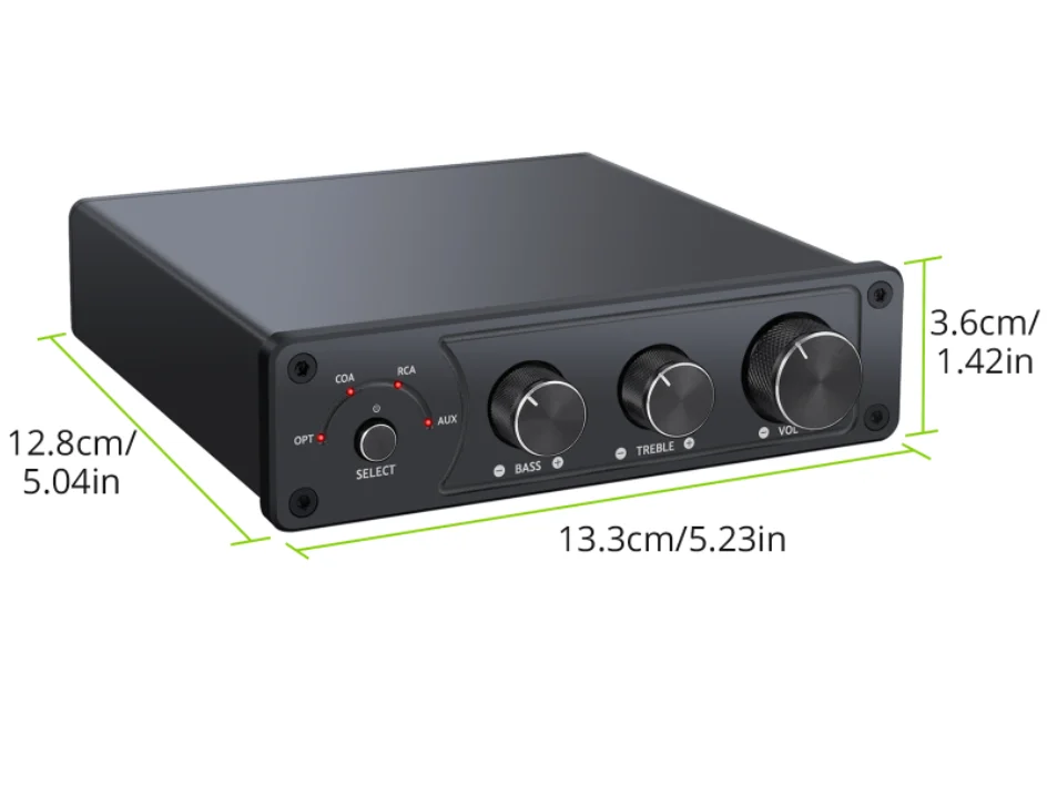 50W+50W Audio Amplifier Digital Power Amplifier Optical Coaxial RCA AUX to Analog Audio Converter 192kHz 24bit Stereo Amp