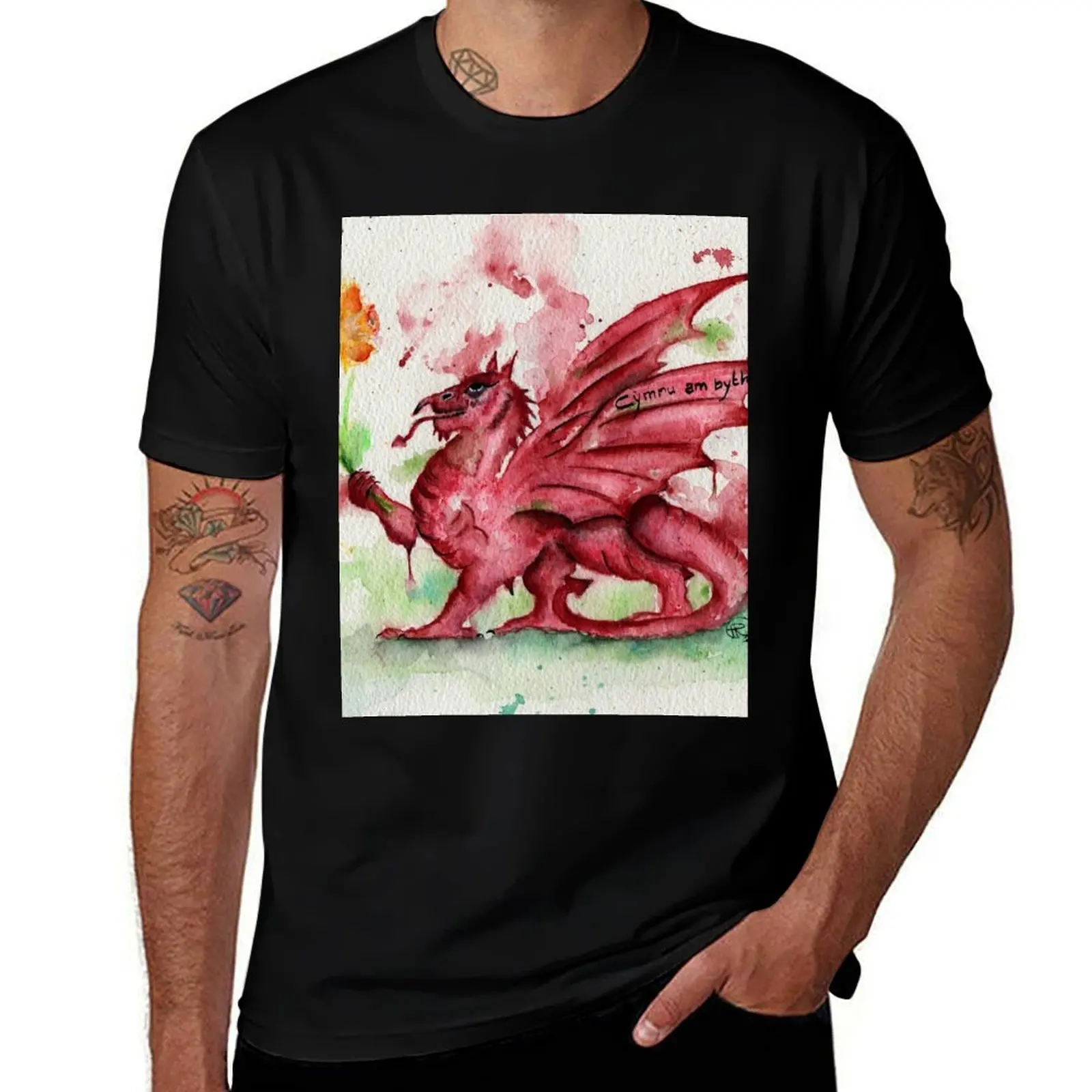 

t shirts Dragon shirt man men for shirts T-Shirt man printed t g man for Welsh graphic Watercolour t
