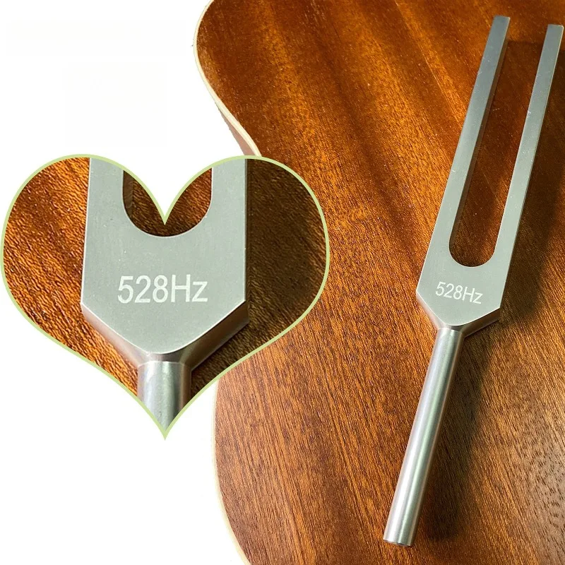 528Hz Tuning Fork Aluminum Alloy Chakra Tuning Forks with Solid Wood Resonance Box Yoga Meditation Healing Percussion Instrument