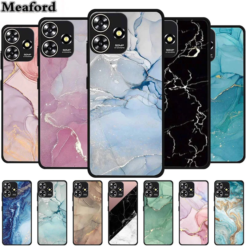 For ZTE Axon 50 Lite Case Marble Soft Silicone TPU Cover Phone Cases For ZTE Blade A73 4G 8050 Axon 50Lite Colorful Cute Para