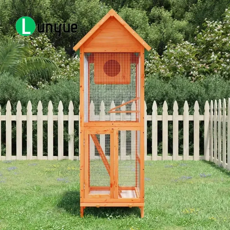 Solid Pine Modern Large Outdoor Bird Cage Weatherproof Eco Friendly Garden Pet House for Canaries Parrots Sparrows