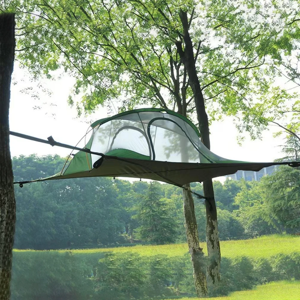 Traveler Camping Outdoor Hiking Waterproof Hammock Tree Flat Bottom Bed Hanging Off Ground Tent Hammock Tent
