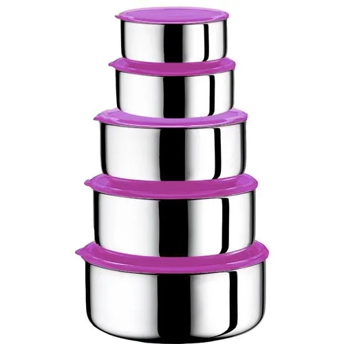 Özberk Steel 5li Storage Container Purple Steel 5 Pcs Storage Container Kitchen Family 2021 Guests Catering Refrigerator Salad Storage prot