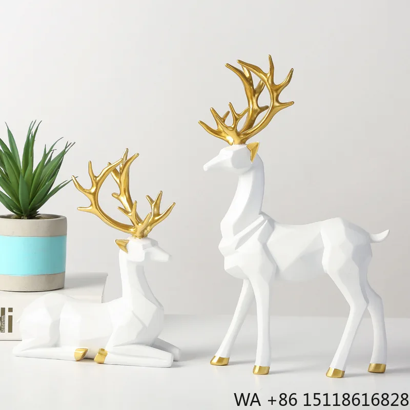 Wholesale Nordic Style Modern Origami Deer Statues Resin Craft Animal Statues Living Room Home Decoration and Resin Statues