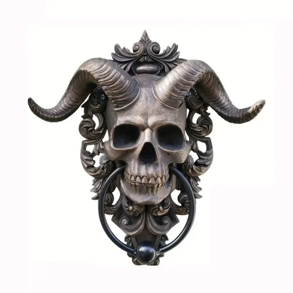 Fashion Resin Door Hanging Gothic Goat Skull Hell Demon Skull Door Knocker for Outdoor