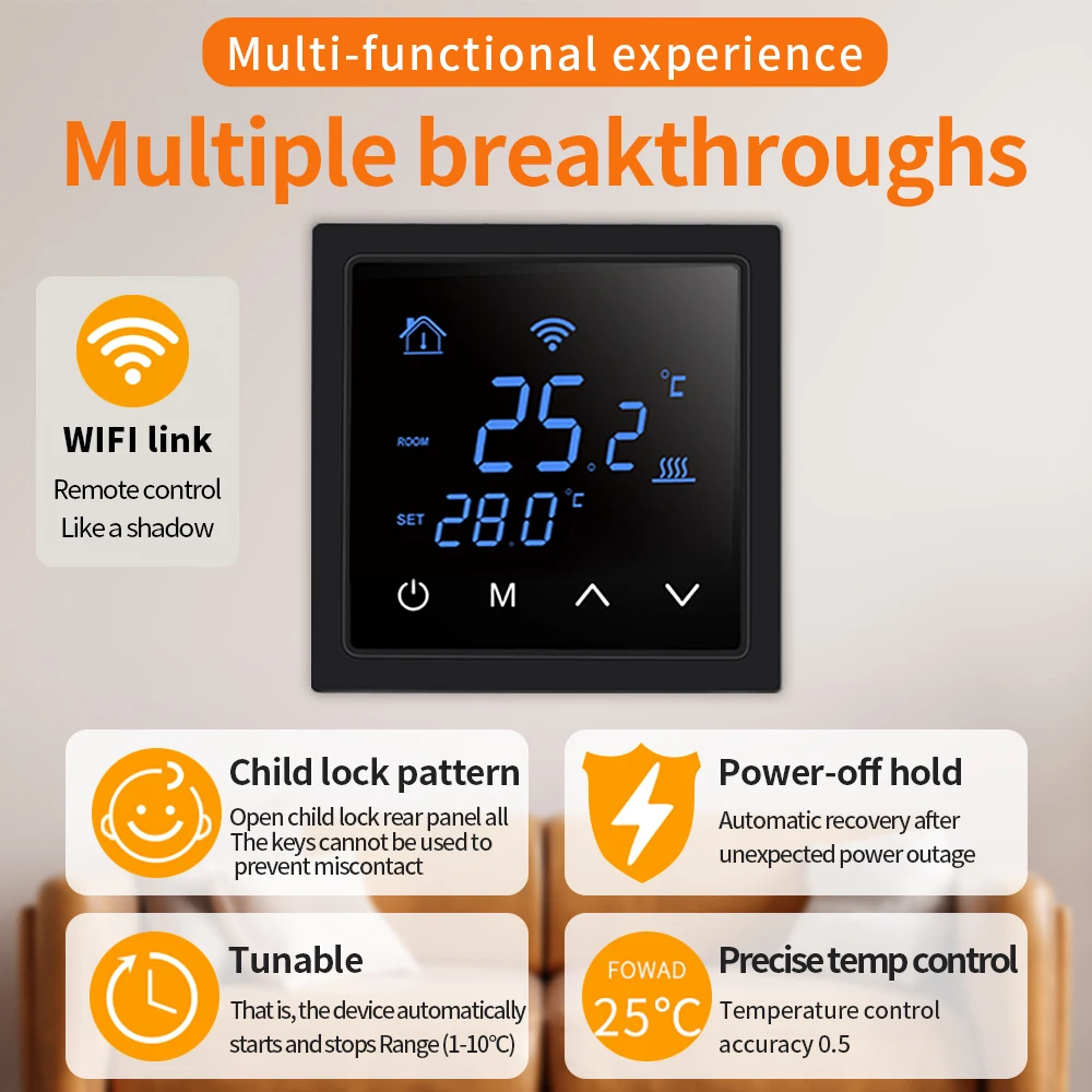 

Wifi Smart Thermostat Room Heating Temperature Controller Indoor Air Condition Thermoregulator with LED APP Remote Control