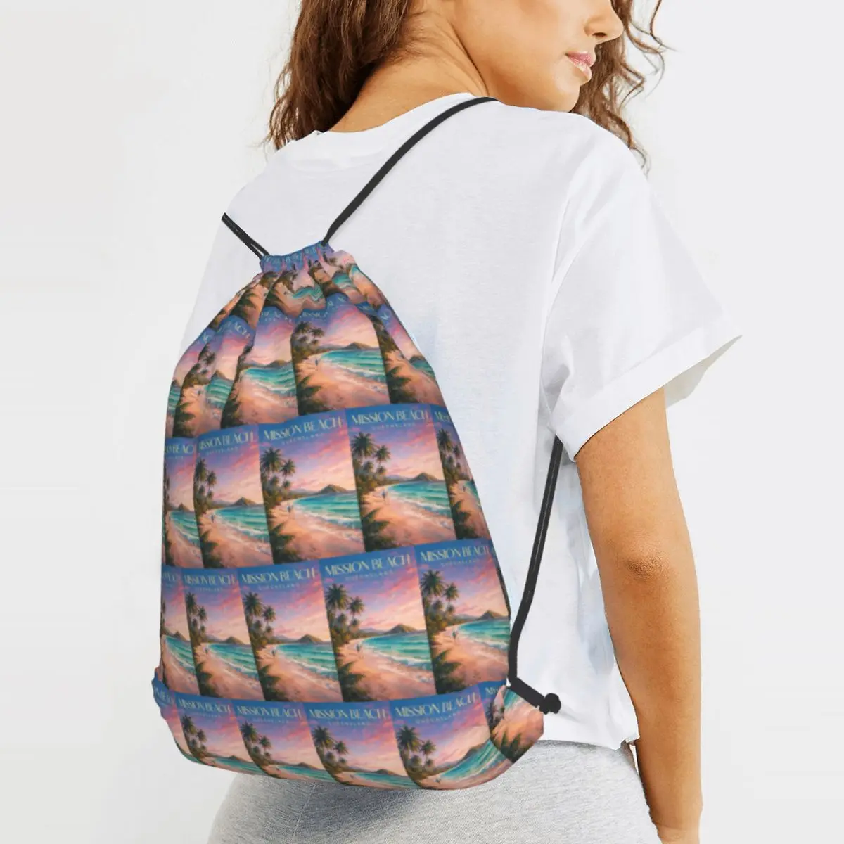 Mission Beach Queensland Cassowary Backpacks Casual Drawstring Bags Sports Bag Book Bags for Travel School