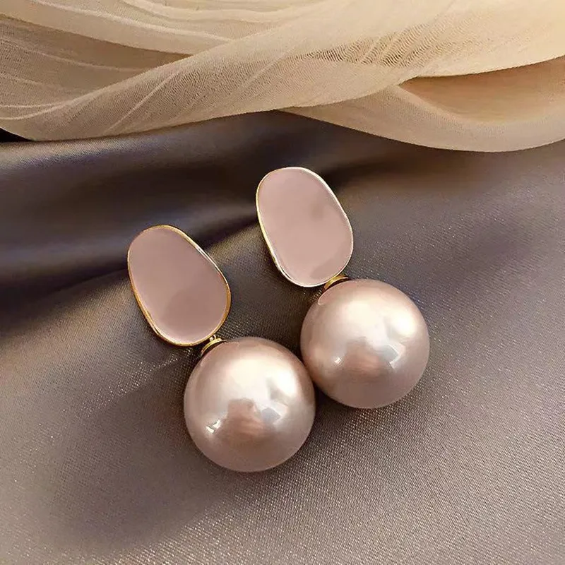 2023 New Fashion Red Simulated Pearl Earrings Personality Metal Geometry Drop Kinds Of Exaggerated Drop Earrings Women\'s Jewelry