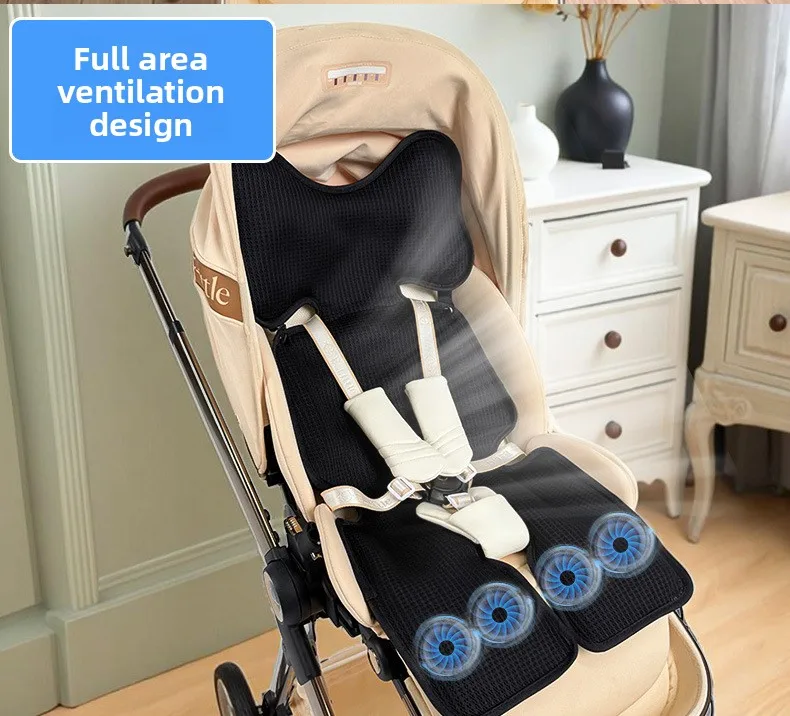 External Power Bank USB Charging Removable Silent Fan Ventilation Cover Ice Silk Baby Stroller Cover Cool Car Safety Seat Cover