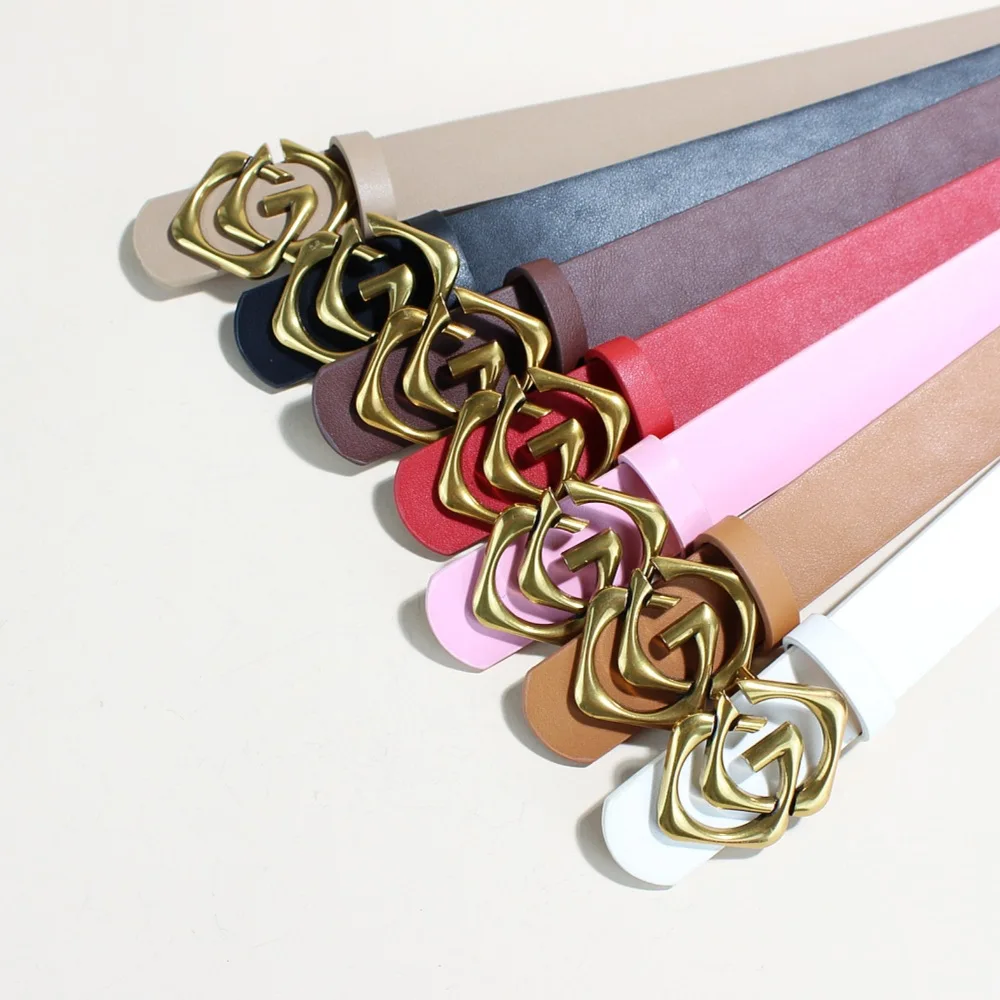 Gg موضة جلد البقر حزام جلد حقيقي للنساء الفاخرة مصمم للجنسين حزام رجالي أنيق حزام الإناث الجينز زنار