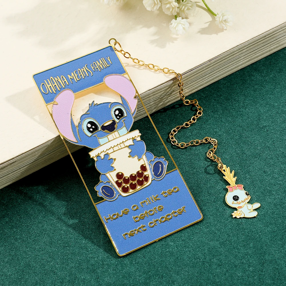 Cartoon ohana Stitch Bookmark - Brass Metal Pendant Bookmark, Favorite Stitch Fan Page Marker School School School Supplies