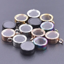 1Pc Inner Size10/15/20mm Round Glass Living Ashes Cremation Locket Pendant Stainless Steel Diy Mini Photo Relicario Jewelry Bulk