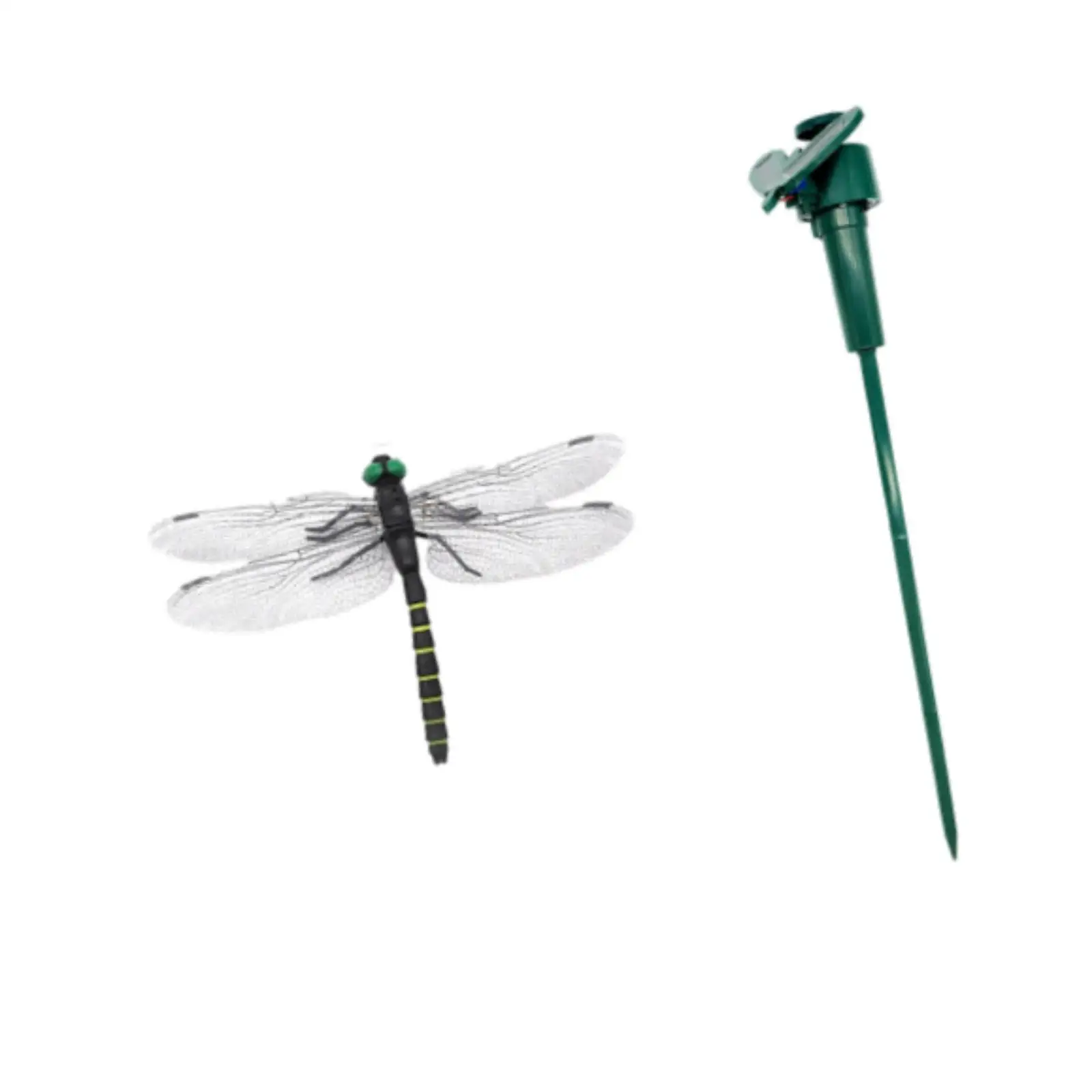 Double Powered Flying Dragonfly Garden Stakes Weatherproof PVC Wobble Statue for Flowers Patio Yard Decor
