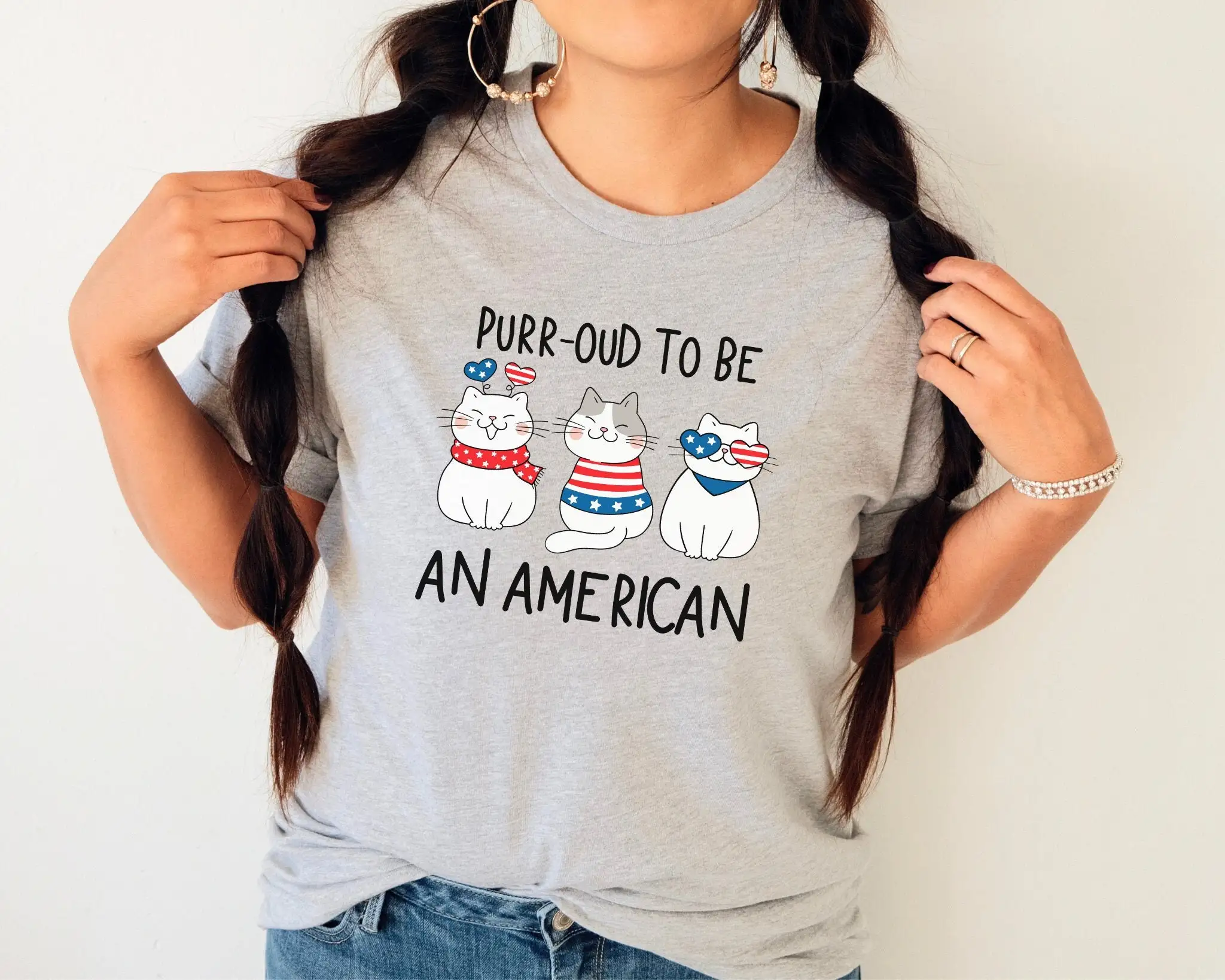 Purr Oud To Be una camiseta americana 4 de julio gato patriótico Día de la independencia mamá señora