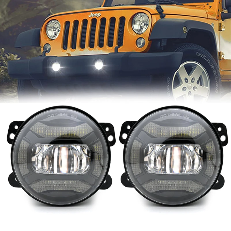 

4" Inch Led Fog Light White Yellow Round Halo Angel Eyes Fog Lamp Day Lights For Jeep Wrangler JK TJ Cherokee Dodge Chrysler.