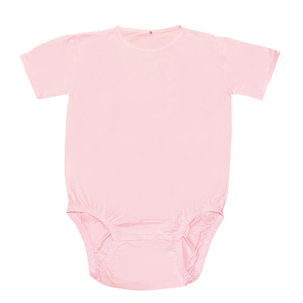 Classic Solid Baby Pink ABDL Bodyusit Adult Baby Snap Crotch Onesie