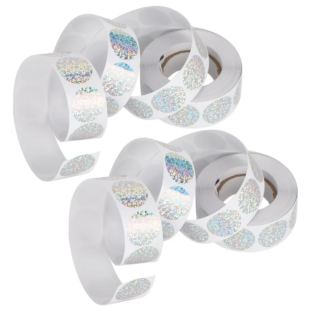 2Pcs Round Shape Holographic Stickers Sparkle Self Adhesive Roll Sticker Labels Silver Iridescent Lightweight Gift Stickers