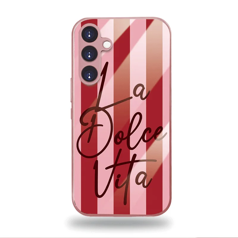 Sweet Life Pattern Glass Phone Case Suitable for Samsung Galaxy S26 S25 S24 S23 S22 S20 FE/Ultra/Plus Anti Drop Back Cover